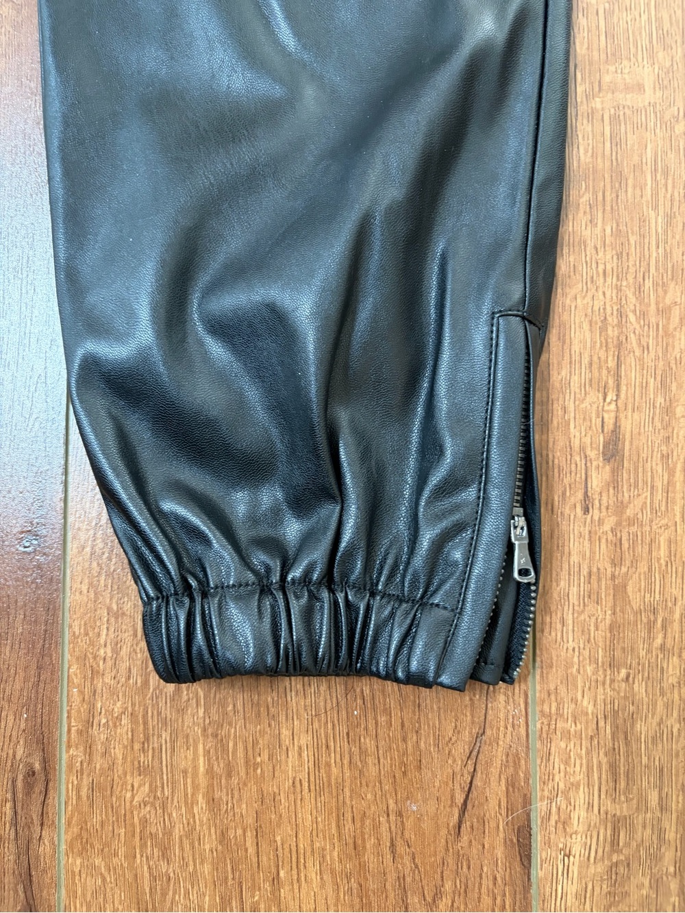 PAIGE Black Faux Leather Drawstring Joggers - Picture 5 of 9